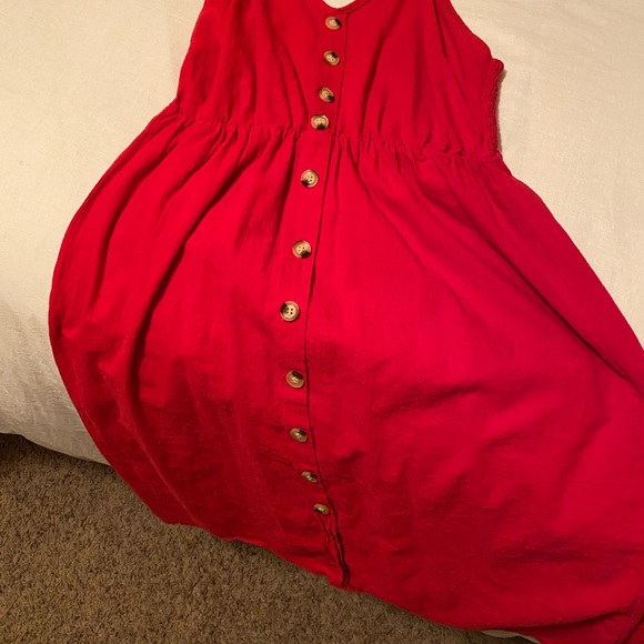 RED LINEN DRESS - Picture 4 of 4